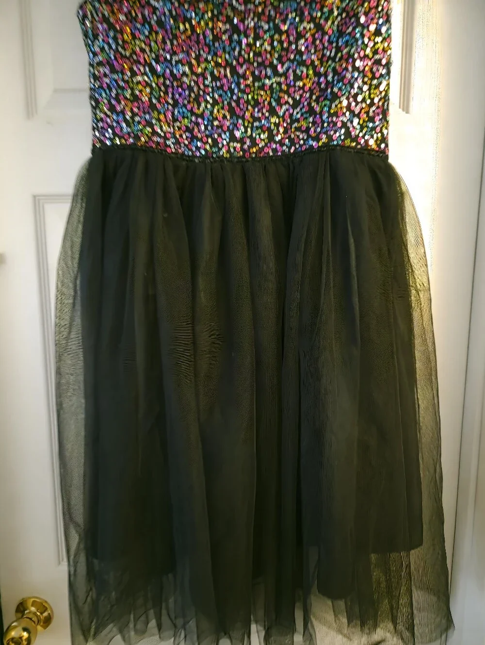 Cat & jack black & colorful sequin dress xl 14/16 sleeveless tulle